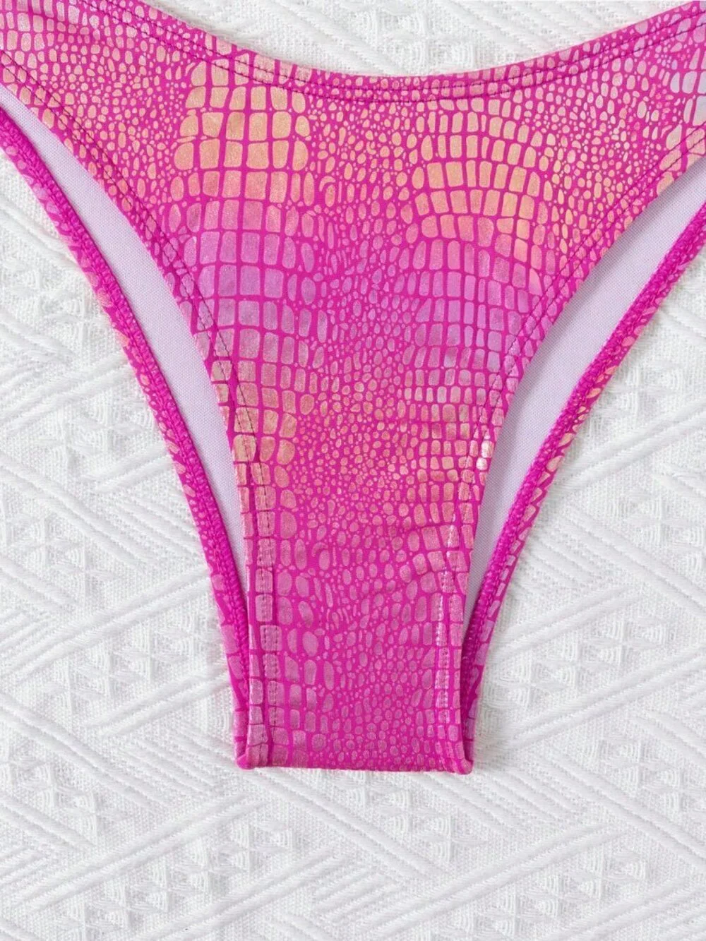Hot Pink Sexy Women's metallic Glossy Bikini Set